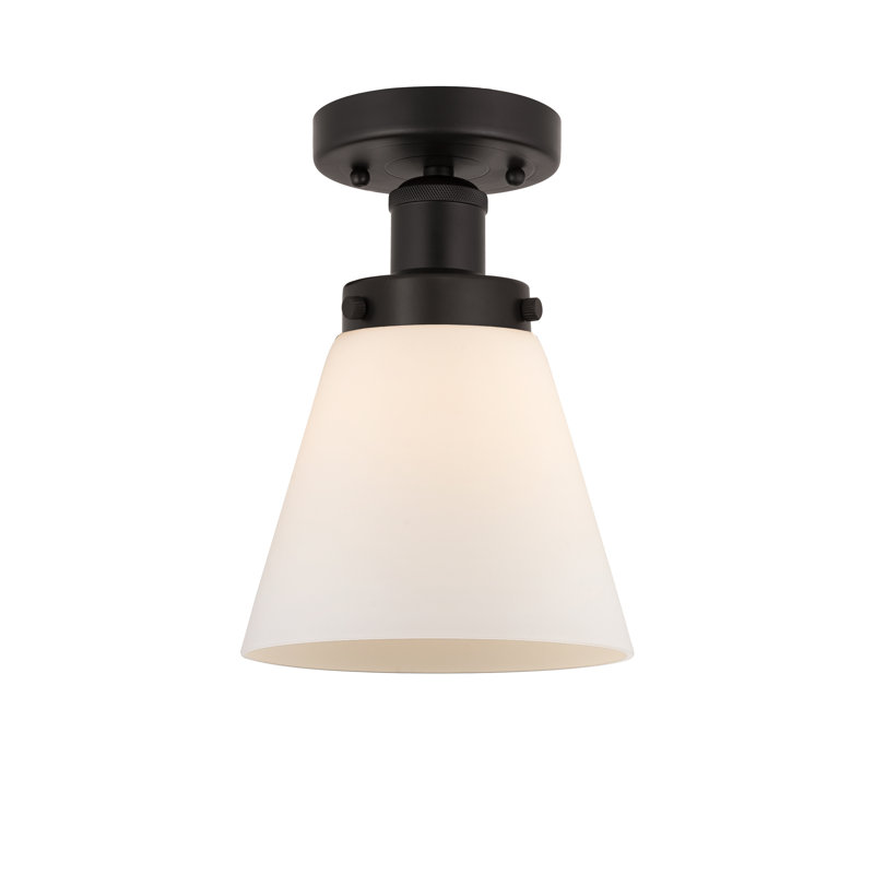 Plafonnier semi-encastré en verre Coplay, Blanc mat, Bronze huilé
