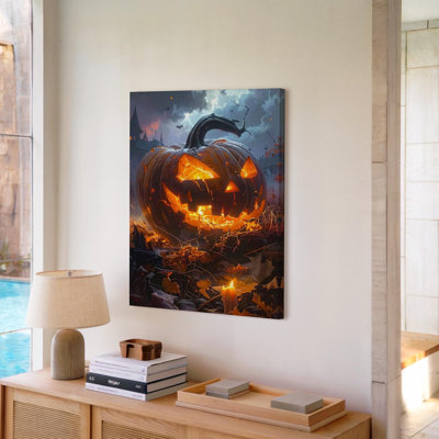 Canvas Burning Jack O Lantern Chaos Haunted Mansion Halloween Inferno Art Wall Wall Art Ready To Hang Gallery Wrapped Home Decor Decor