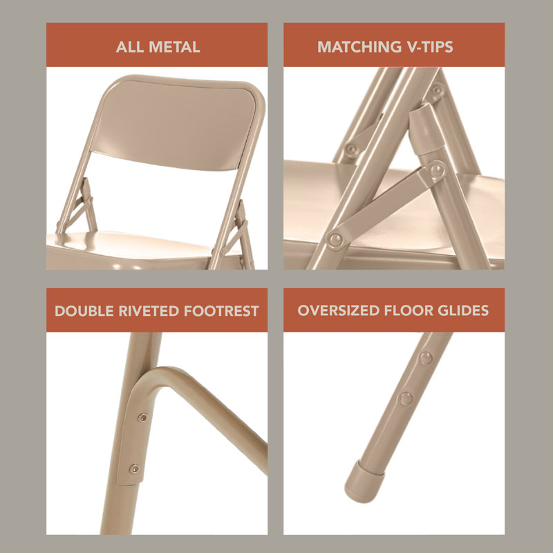 Bernadine Stackable Folding Chair Set of 4, Beige