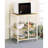 Rectangular Natural Brown And White Kitchen Cart, Top Shelf For Appliance, Storage With Shelves , 4 Movable Part Piece Appliances, & Wire Mobility Cart
