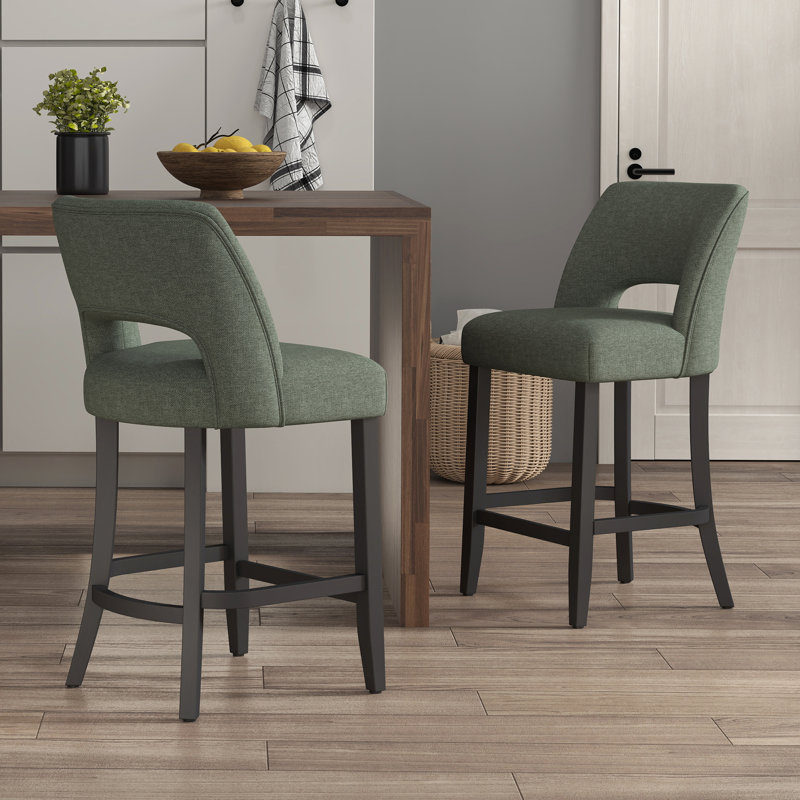 Tabouret de bar Bisto, Pieds noirs - vert