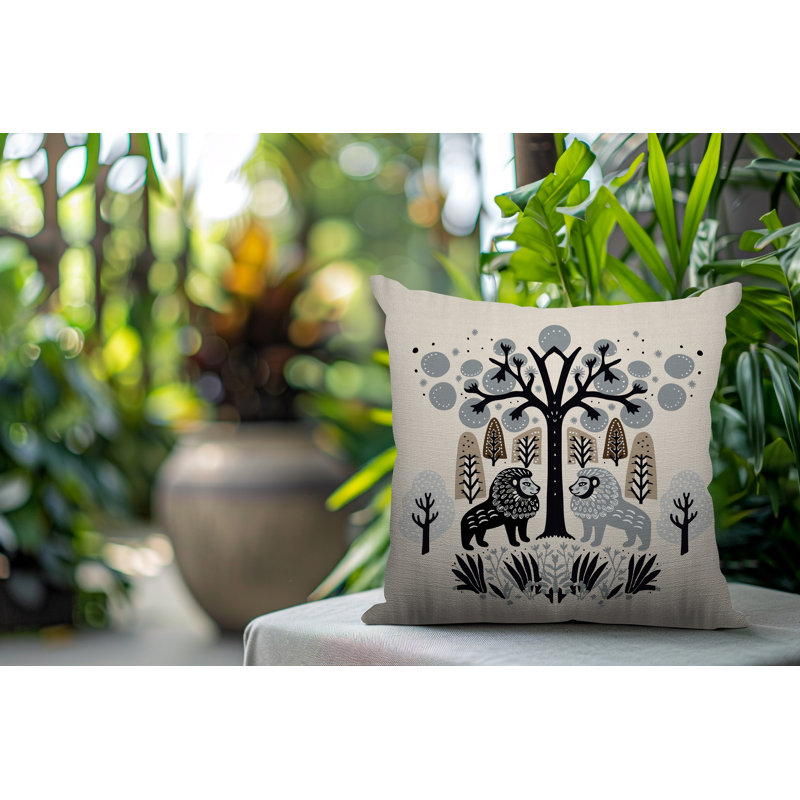 Coussin Comas, Gris, Carré 19 po