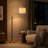 71" Arched Floor Lamp, Walnut Solid Wood Pole with 3 Color Temperature LED Bulb