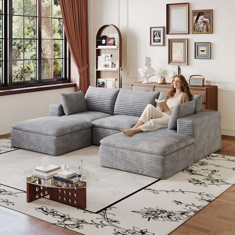 Canapé 134 po Cloud, 134" W, DARK GREY Fabric