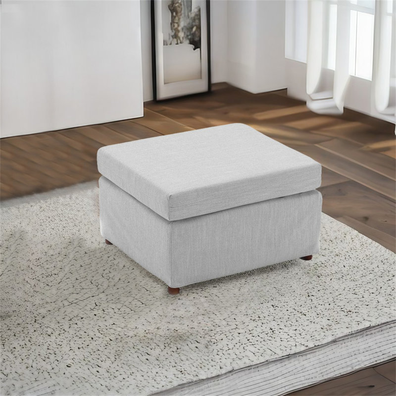 Repose-pieds Demichael, 100 % lin gris clair