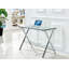 Bureau d'ordinateur en verre, table d'ordinateur portable en verre trempé transparent avec bureaux à bords arrondis, table de canapé