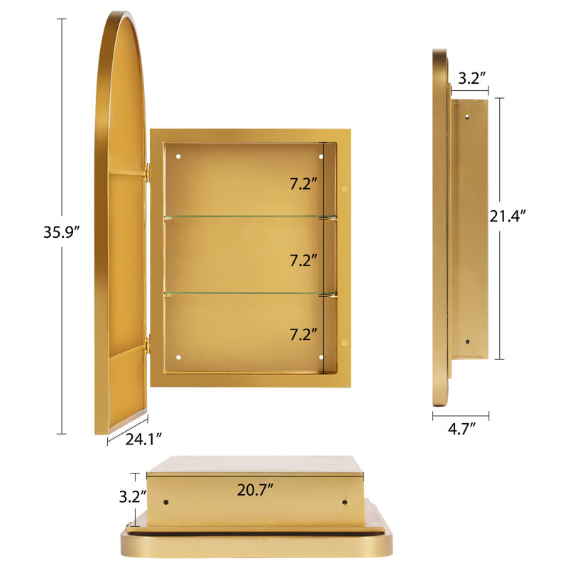 24'' W35.9'' H Framed Medicine Cabinet, Gold