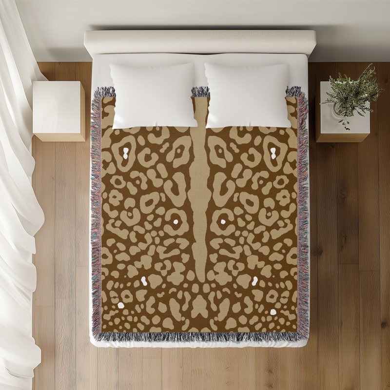 Jeté en coton Cheetah, Beige Brun, 50 x 60
