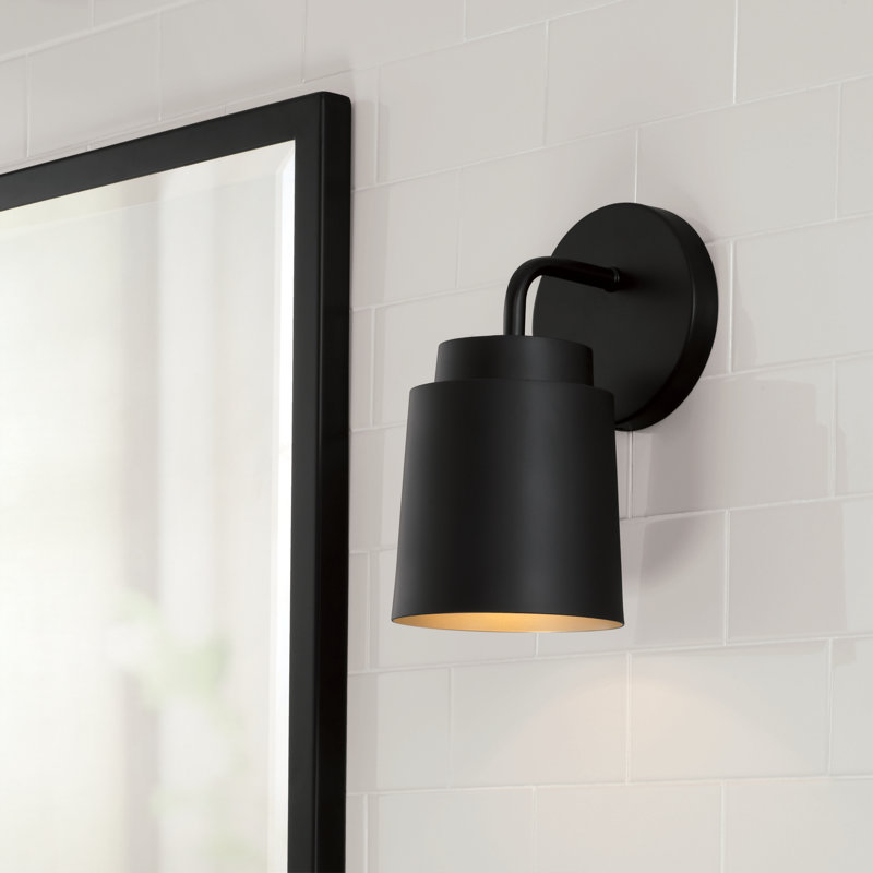 Pratt Steel Armed Sconce, Matte Black