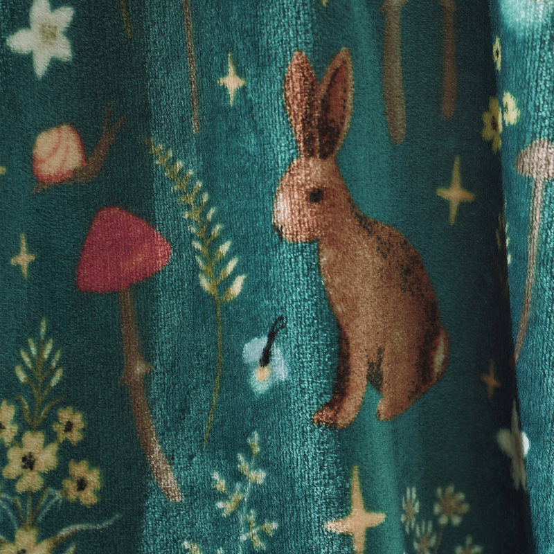 Enchanted Twilight Animals Cosy Fleece Blanket Throw, Green