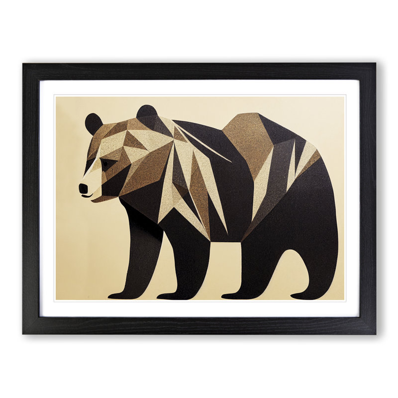 Epic Bear Abstract - Single Picture Frame Print, Black, 46cm H x 64cm W x 2cm D