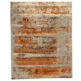 Hand Knotted Area Rug in Grey And Copper