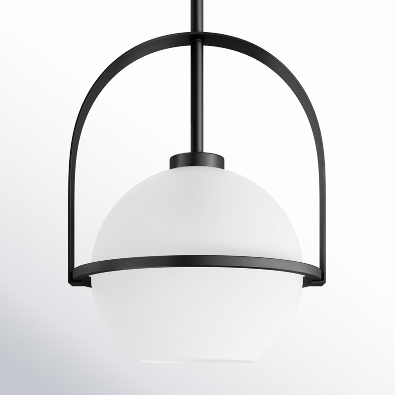 Luminaire suspendu simple à 1 lumière Jamya, Noir mat, H 12,37 po x l 9,37 po x P 9,37 po