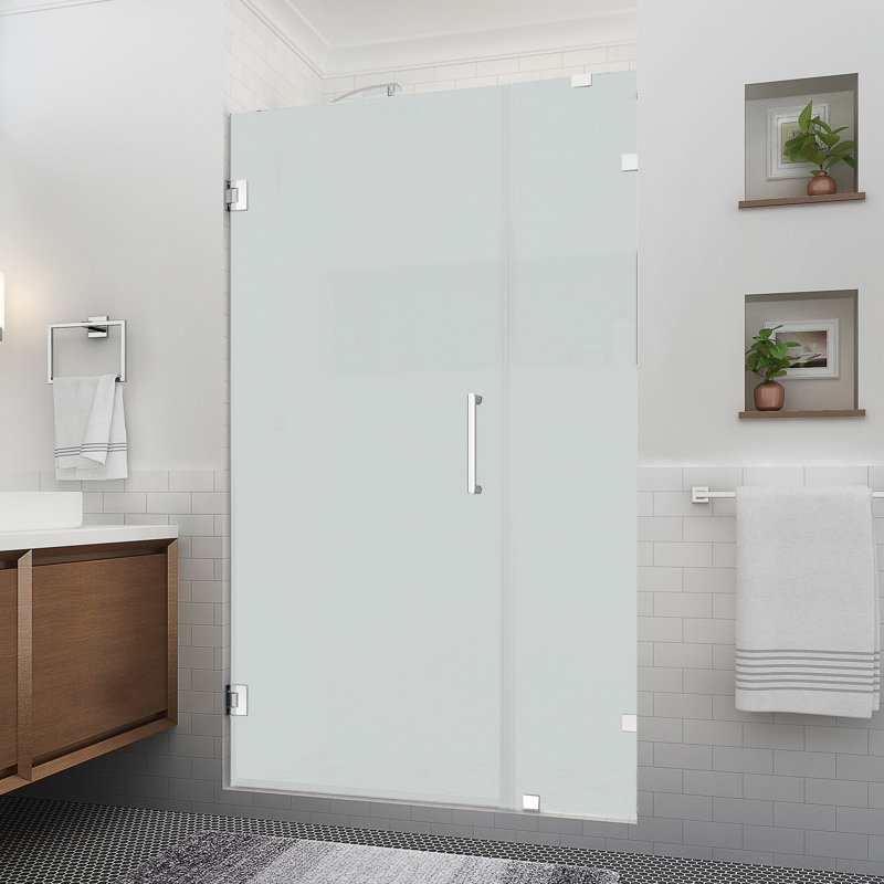 Nautis XL 80" Frameless Shower Door with Frosted Glass and Chrome Finish