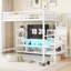Lit mezzanine en métal avec meuble télé, marches et agencement pratique - garde-robe d'escalier blanc Pure-929111429