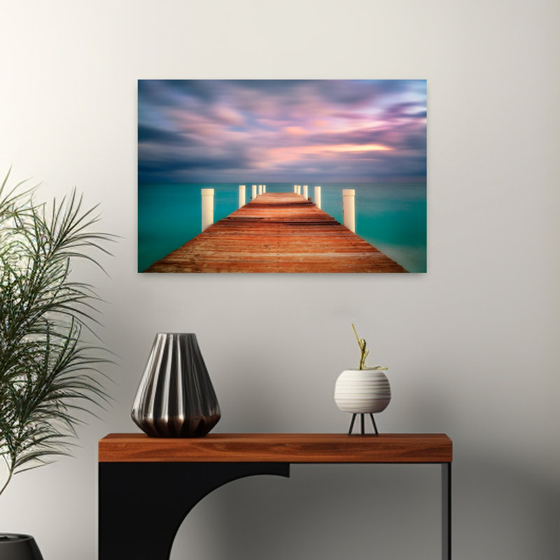 Port, lueur abstraite, paysage serein rêveur, océan, H 16 po x l 24 po
