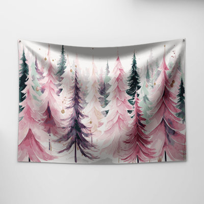 Christmas Pink Christmas Trees Wall Tapestry