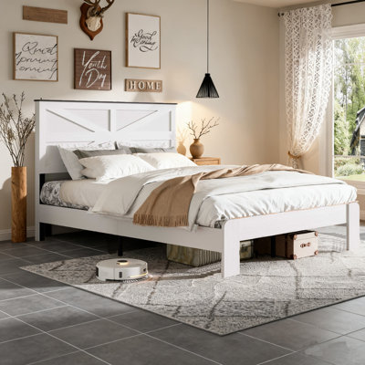 Farmhouse Queen Bed Frame With Tall Headboard by Gracie Oaks