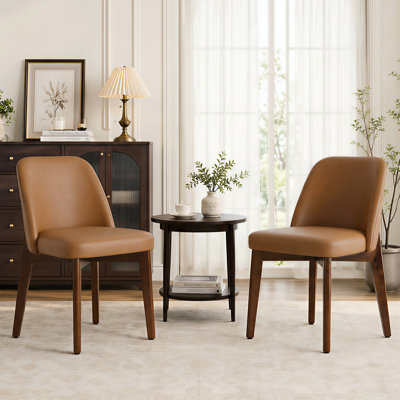 Ensemble de 2 chaises de cuisine modernes en similicuir l 20,3 po avec pieds en bois massif faciles à nettoyer