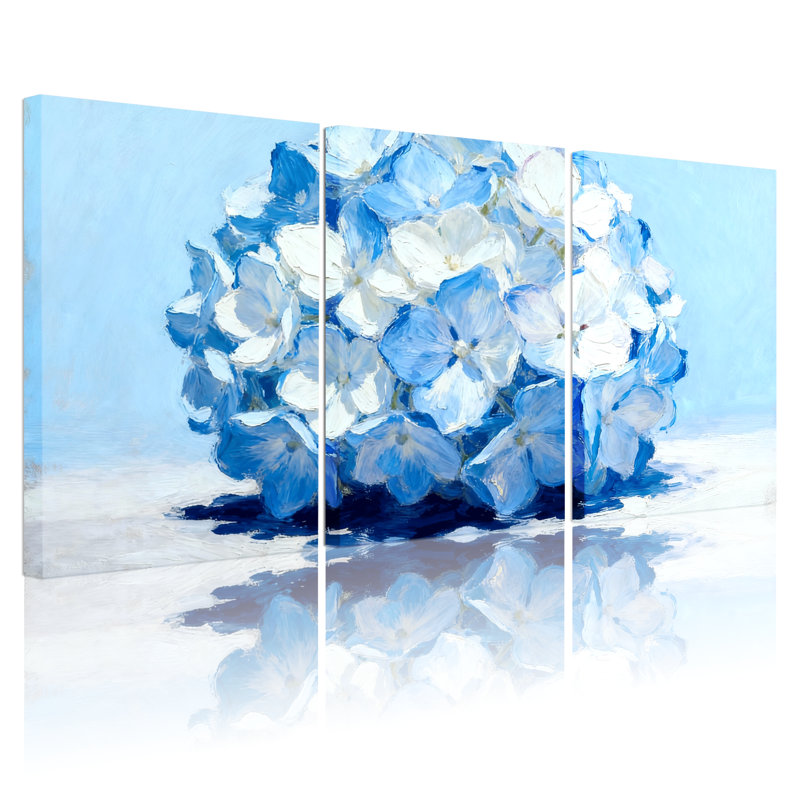 Hydrangea, ensemble de 3 reproductions d'art sur toile, H 18 po x l 36 po