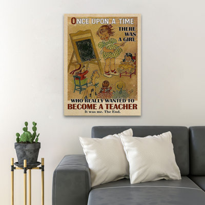 Une petite fille jouant à un jeu pédagogique - Il était une fois une fille qui désirait vraiment devenir enseignante - 1 reproduction d'art graphique sur toile tendue
