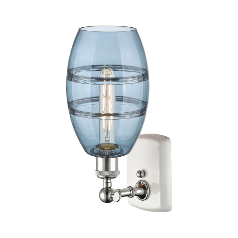 Applique murale en acier Bettylou, Chrome poli blanc, H 9,13 po x l 5,88 po x P 7,06 po, Bleu princesse