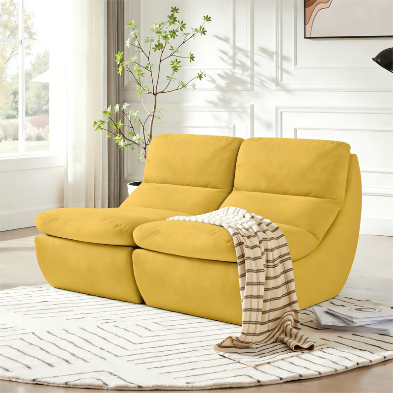 Fauteuil à billes en mousse haute densité Love Love, Polyester jaune