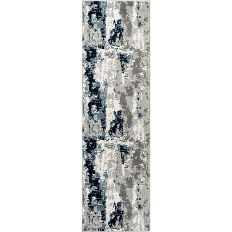 Doland Area Rug Ivory Blue, Runner 2' x 7'