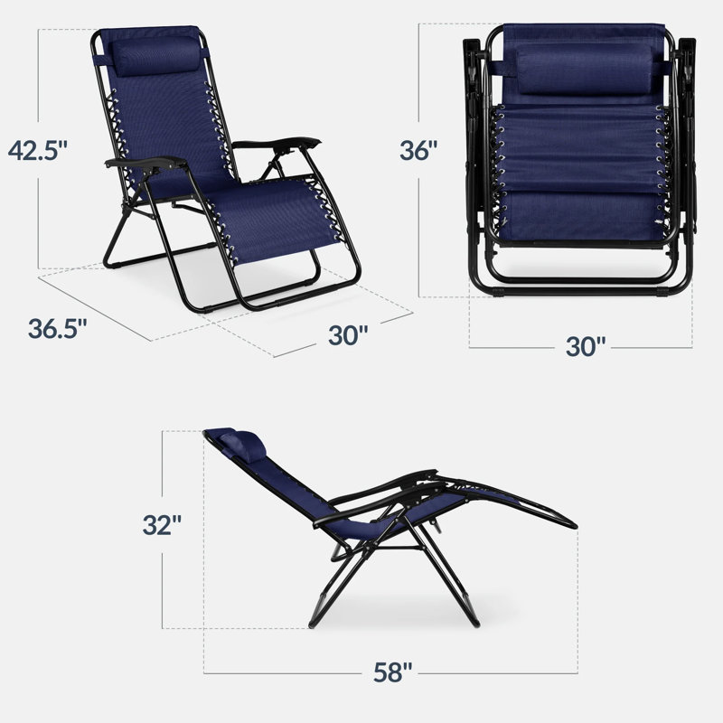Set Of 2 Zero Gravity Patio Chair, Navy