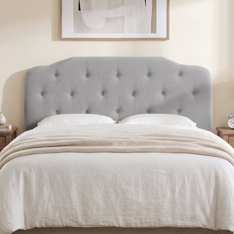 Tête de lit tapissier, Lit double, Grey, Linen