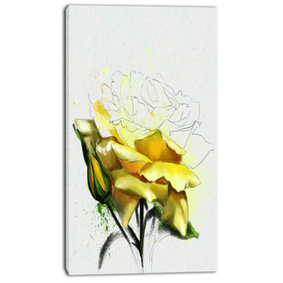 « yellow rose illustration aquarelle », reproduction d’art sur toile tendue