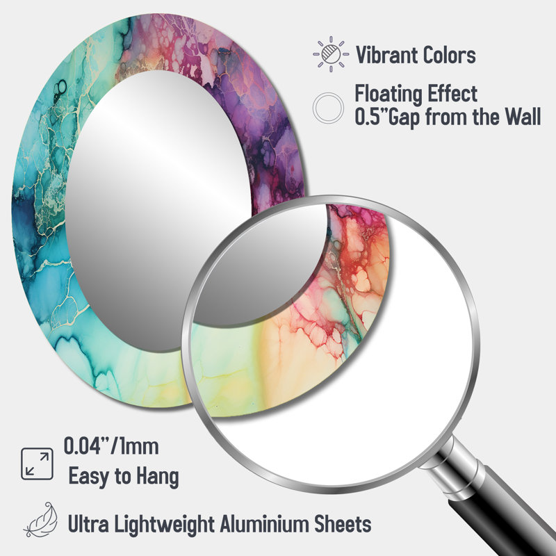 Miroir mural bleu sarcelle Borealis, 40 po x 30 po