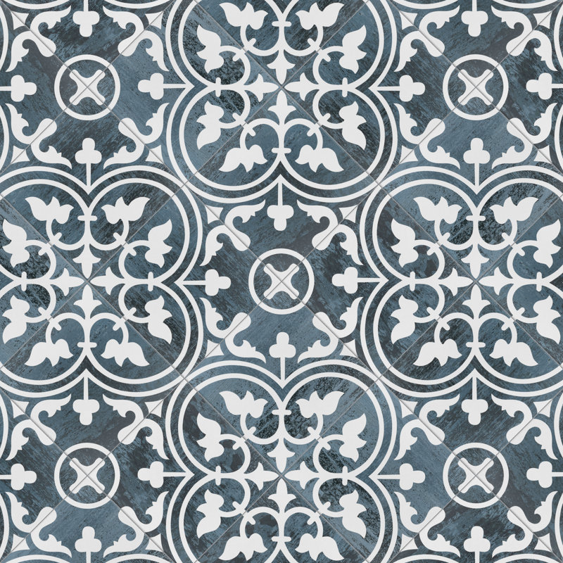 Cassis Arte 10" x 10" Porcelain Patterned Wall & Floor Tile, Black Night