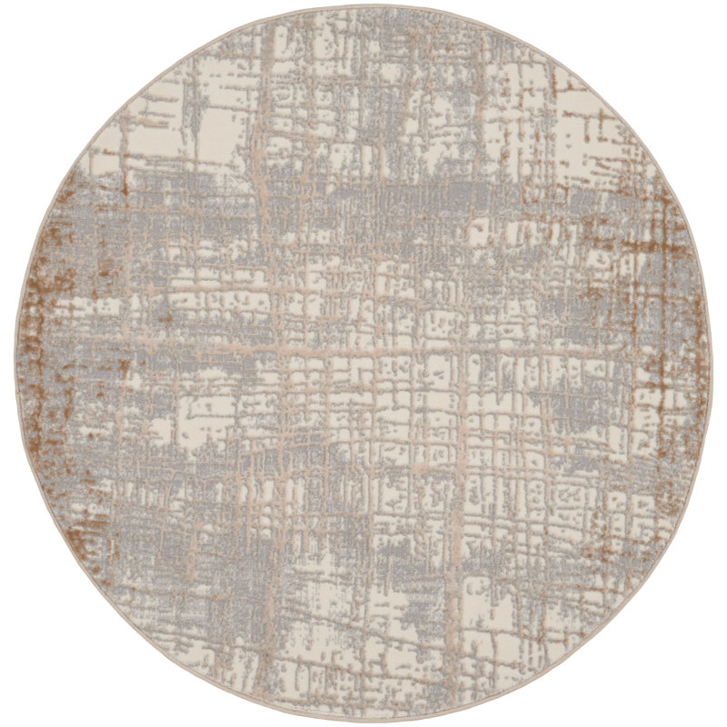 Tapis abstrait taupe, Rond 4 pi