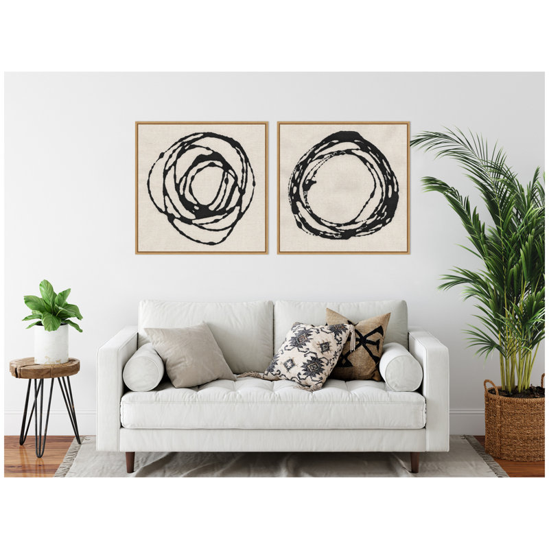 «Flowing Circle Abstracts», ensemble de 2 toiles encadrées par The Creative Bunch Studio, H 30 po x l 30 po