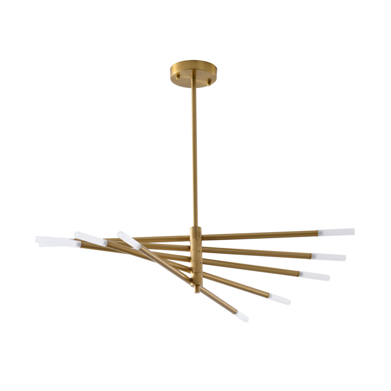 Modern 10 Light Gold Linear Chandelier