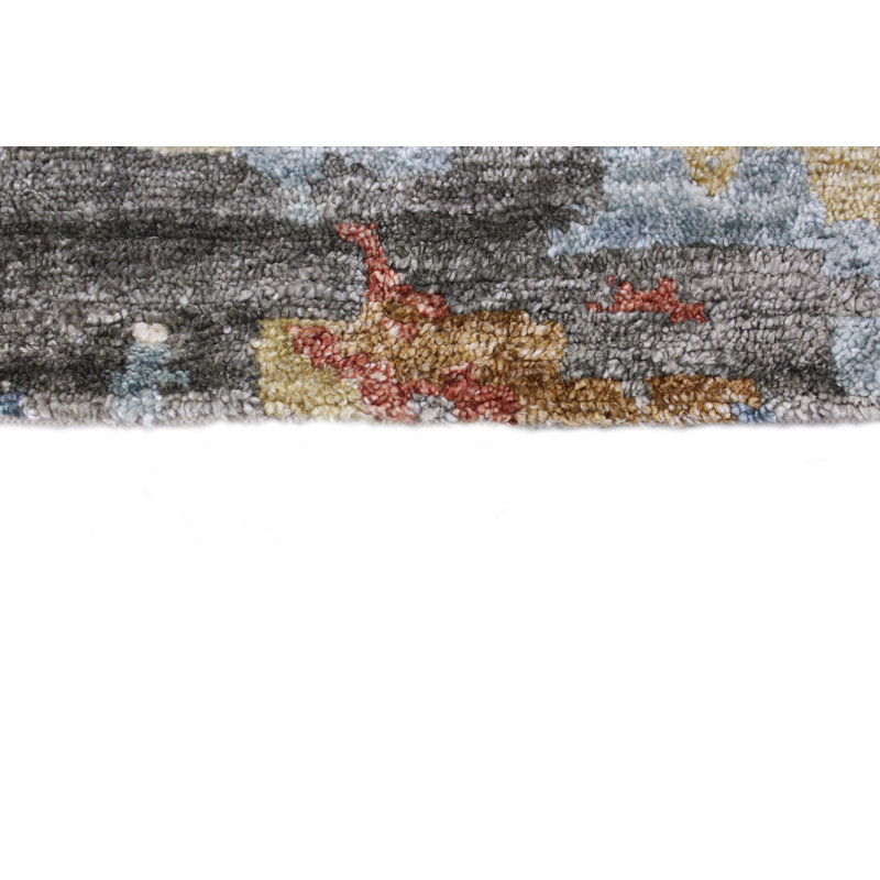 Cascade Multicolor Hand-Knotted Viscose 9' x 12' Abstract Rug