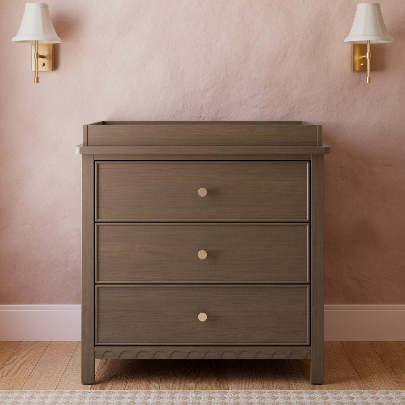Sasha 3-Drawer Changing Table Dresser, Hazelnut