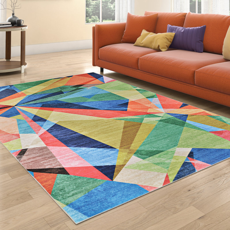 Rainbow Retro Multicolor Area Rug, Rectangle 5' x 8'