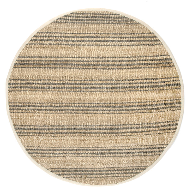 Natural Sycamore Striped Jute Area Rug, Square 6'