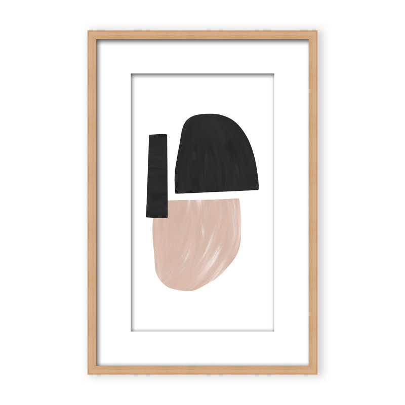 Black and Nude Abstract Shapes by Uplusmestudio - Picture Frame Painting on Paper, 24" H x 16" W x 1.125" D, Framed Print