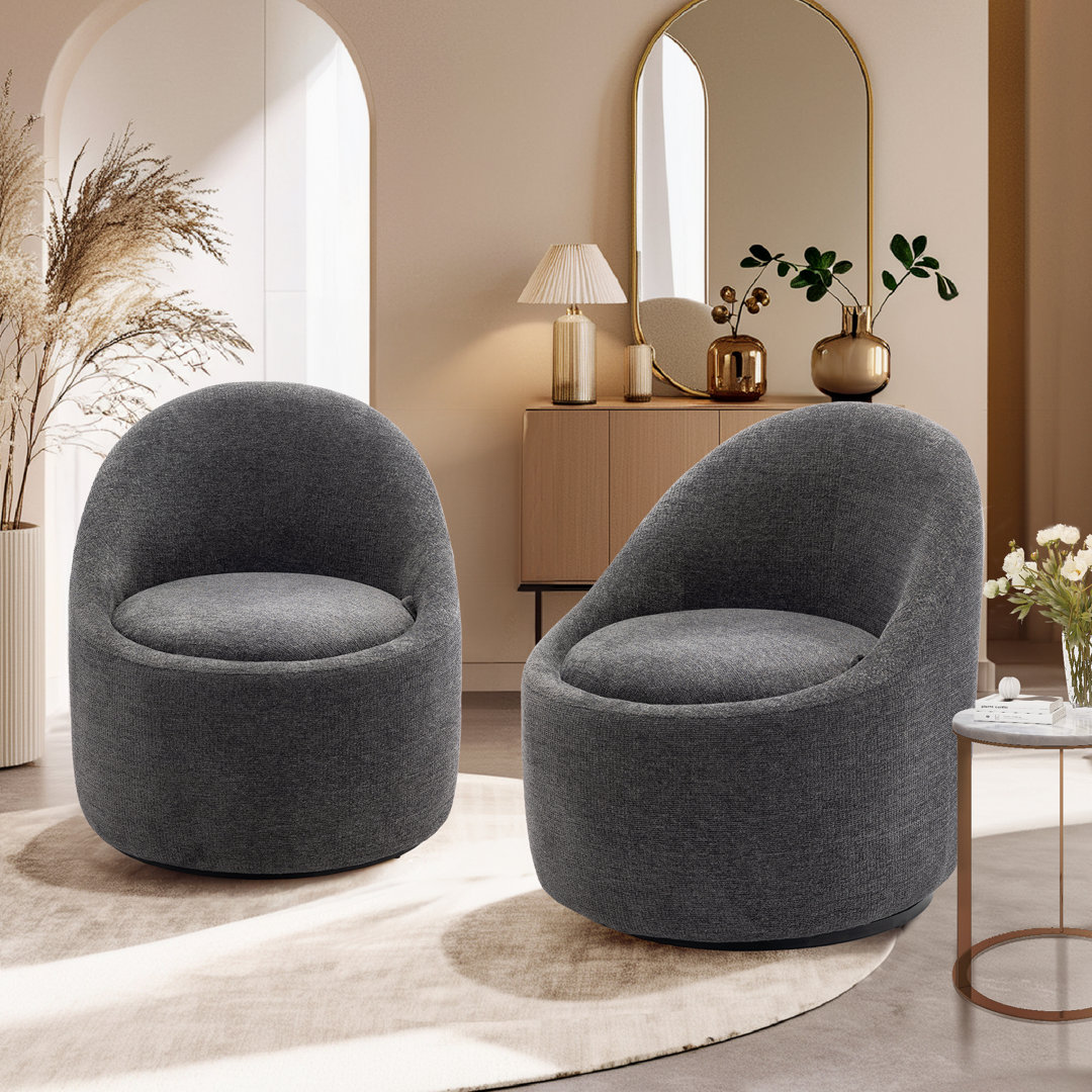 Elijana Modern Upholstered Swivel Barrel Chair,No Assembly Required (Set of 2) Brayden Studio®