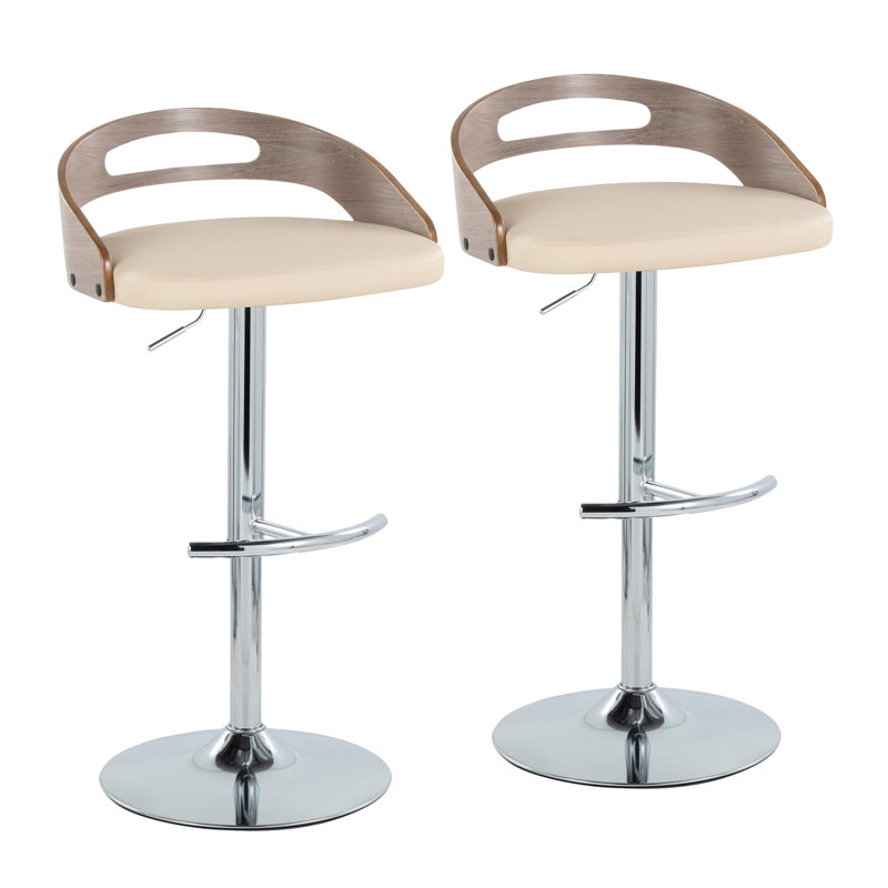 Tabouret de bar réglable avec pivot, Taupe / chrome, Beige