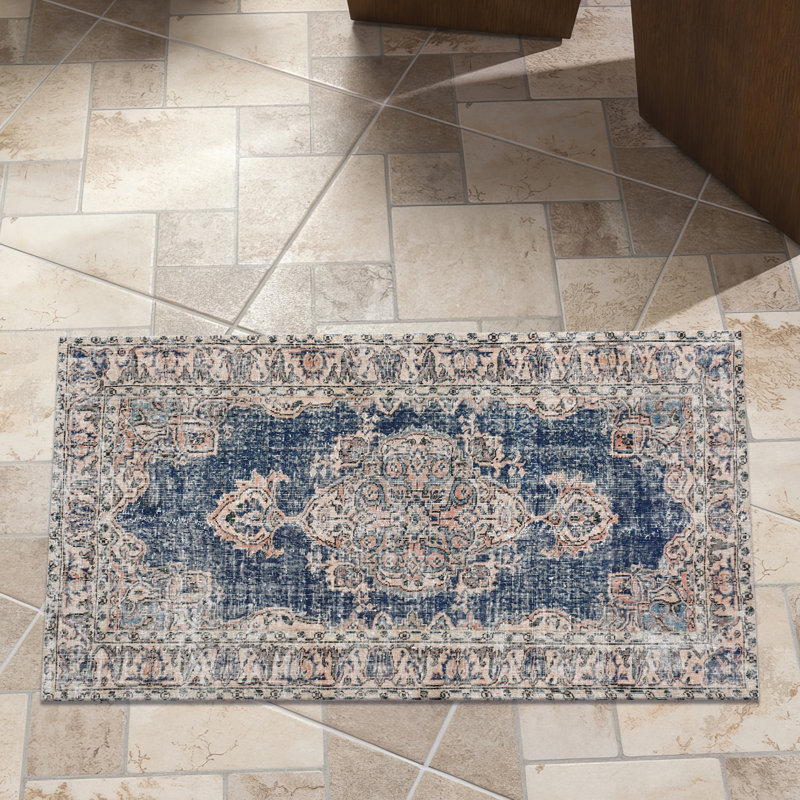 Non-Woven Thin Type Printed Rug with Elegant Floral Motifs for a Touch of Style in Your Living Room or Bedroom