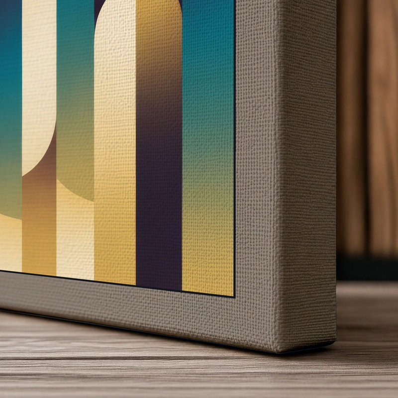 Geometric Waves Art Deco - Wrapped Canvas, 30x20 - 76.2 x 50.8 cm, Taupe Border