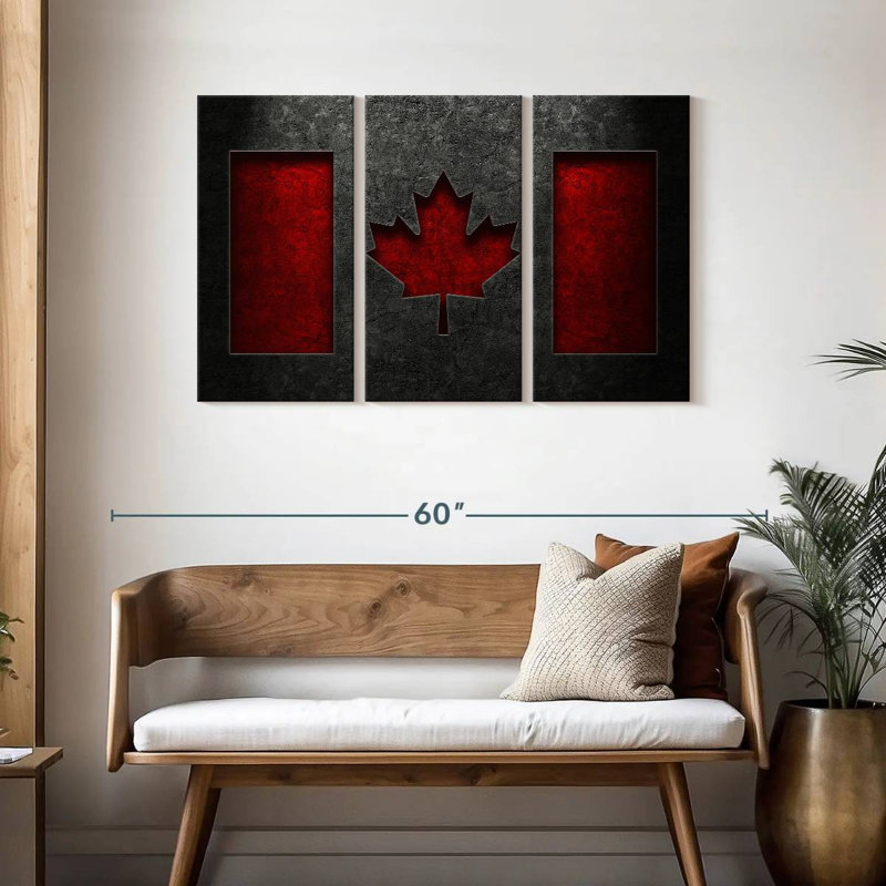 Borges Canadian Flag Stone Texture, 28" H x 45" W