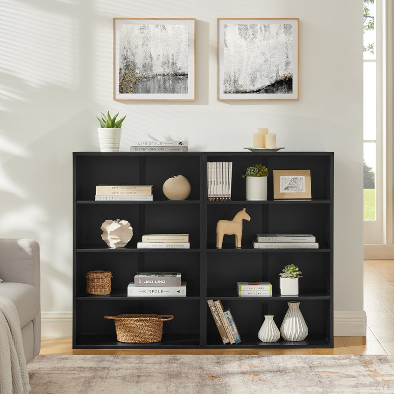 Bibliothèque avec rangement réglable à 8 couches, Noir