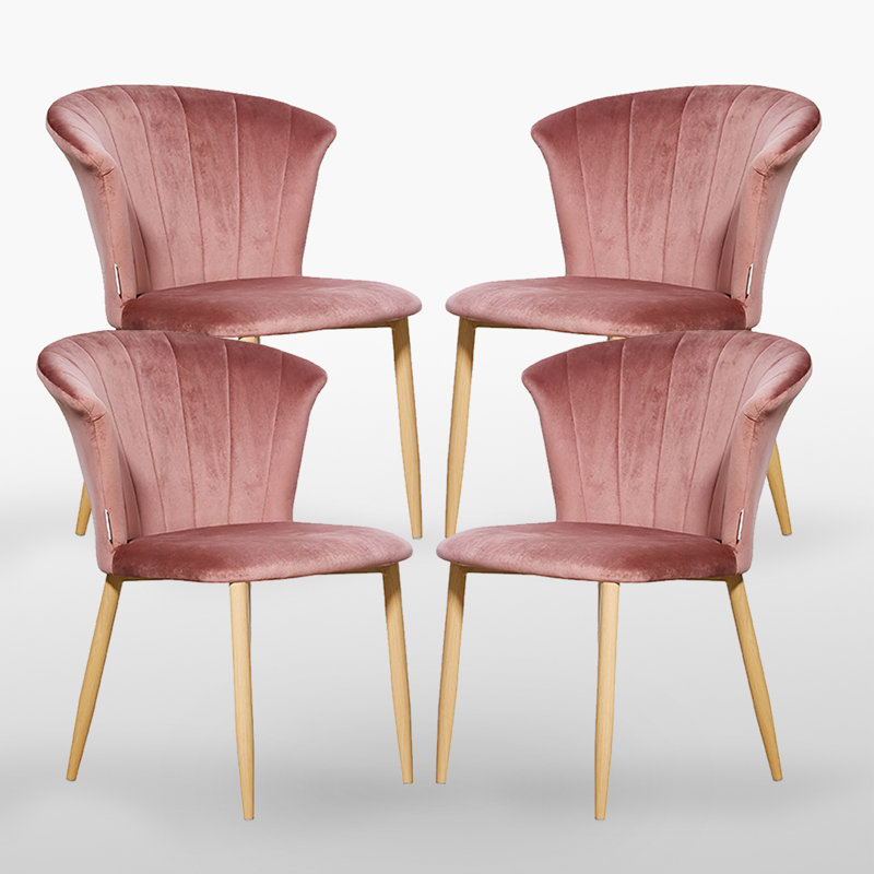 Siyana Modern Velvet Dining Chairs - Ergonomic Curved Back with Solid Wooden Legs - Side Chair for Dining Room Living Room Restaurants