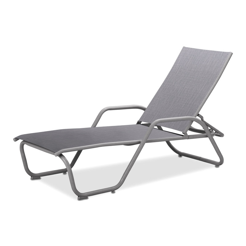 Outdoor Rust-Resistant Metal Chaise Lounge, Textured Desert, Jewel
