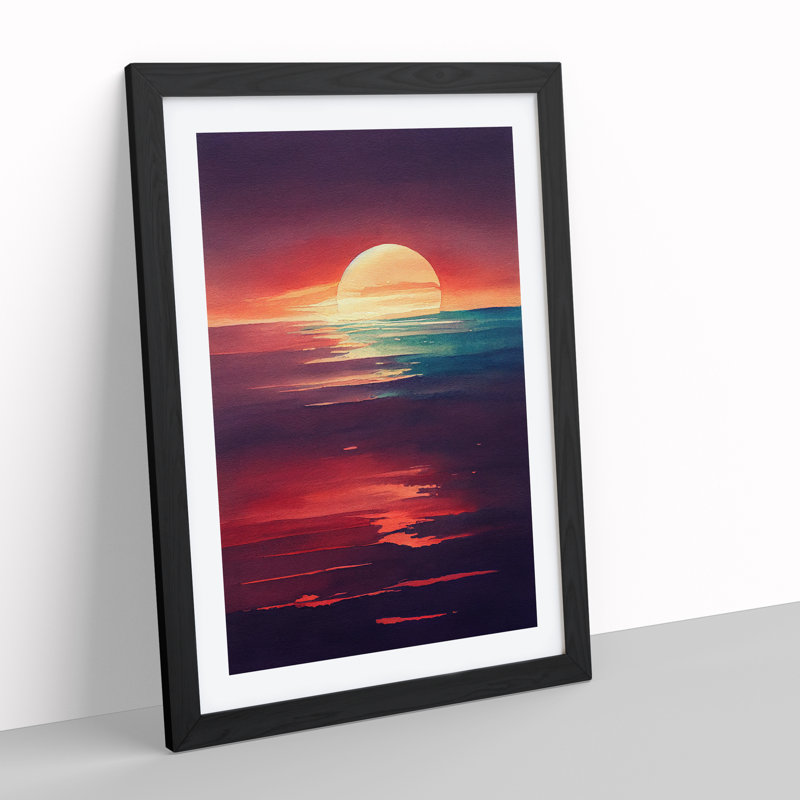 Sunset Watercolour Art No.7 - Framed Print, Black Framed, 64cm H x 46cm W x 2cm D